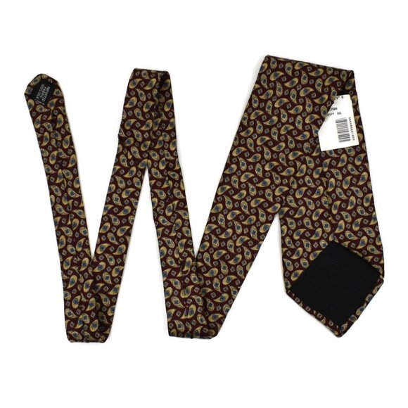 Vintage Geoffrey Been Mens Tie Necktie Silk Paisley Brown USA From Crowleys New - Picture 3 of 8